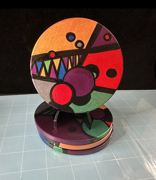 Hand Painted Coasters - Abstract Circles