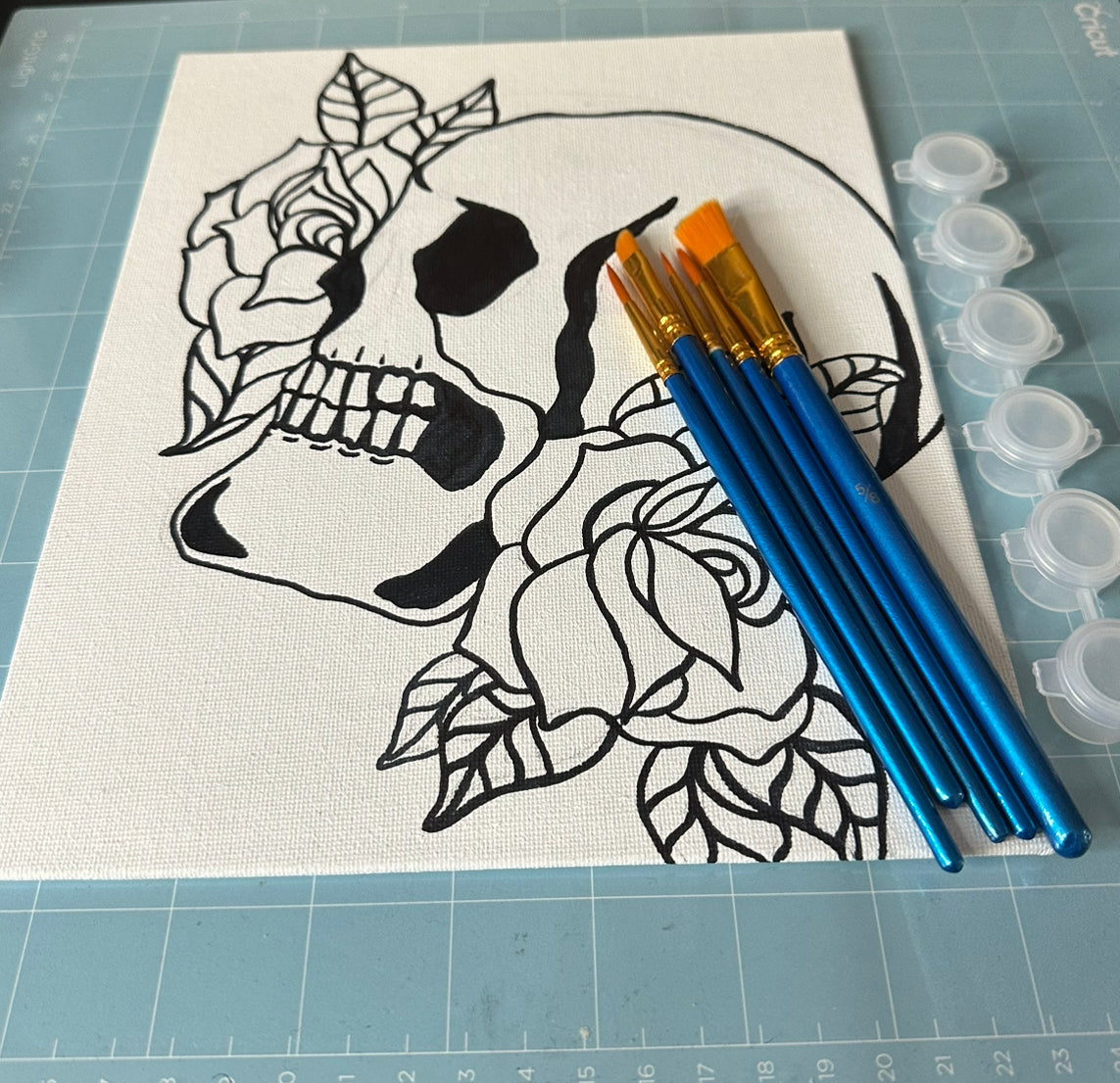 Paint with me canvas - Skull & Rose