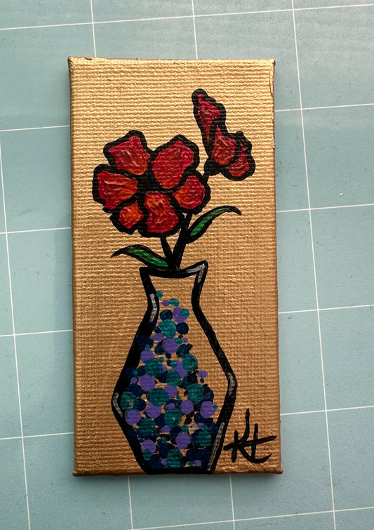 Hand Painted Magnet - Flower Vase