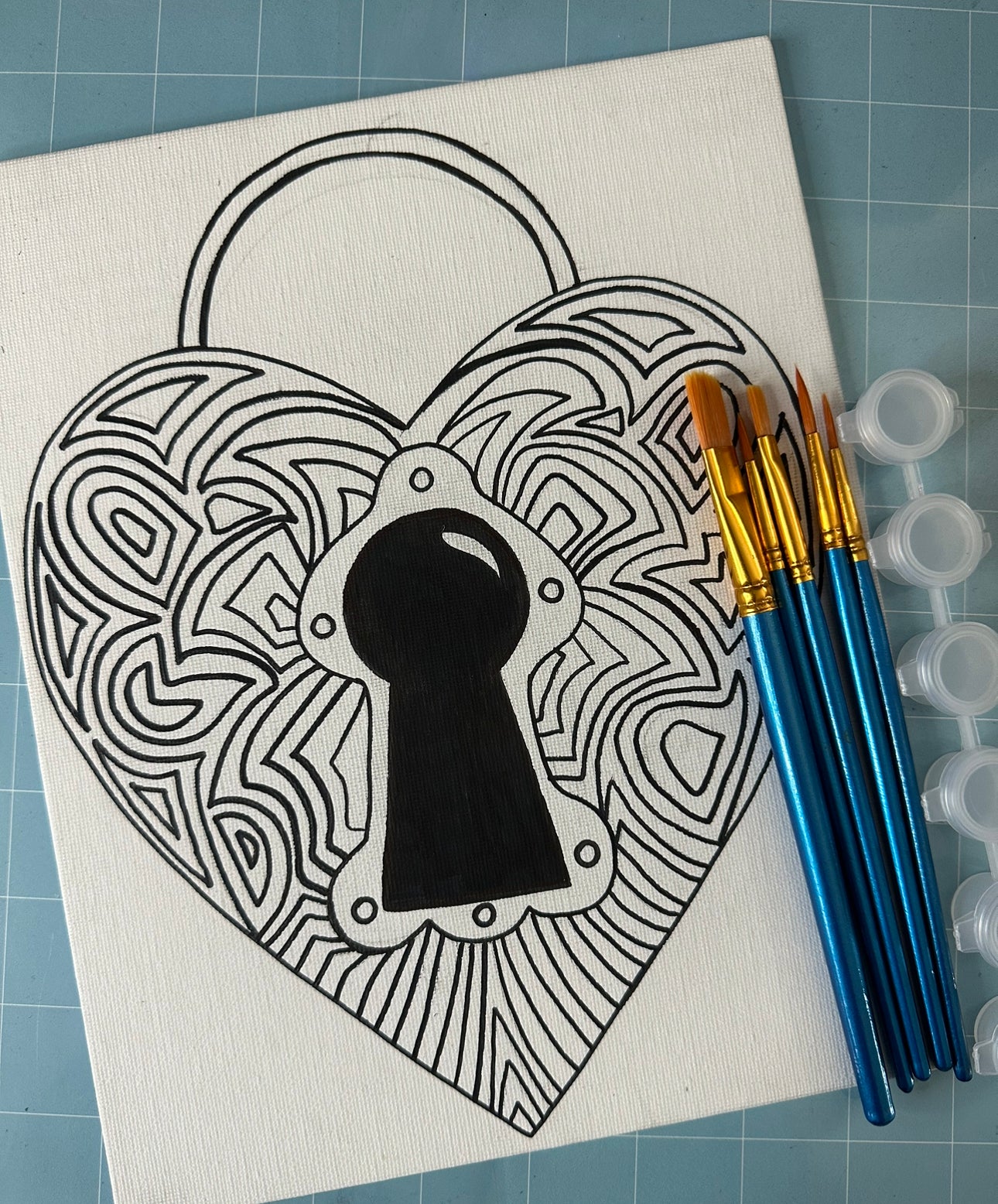 Paint with me canvas - Locking Heart