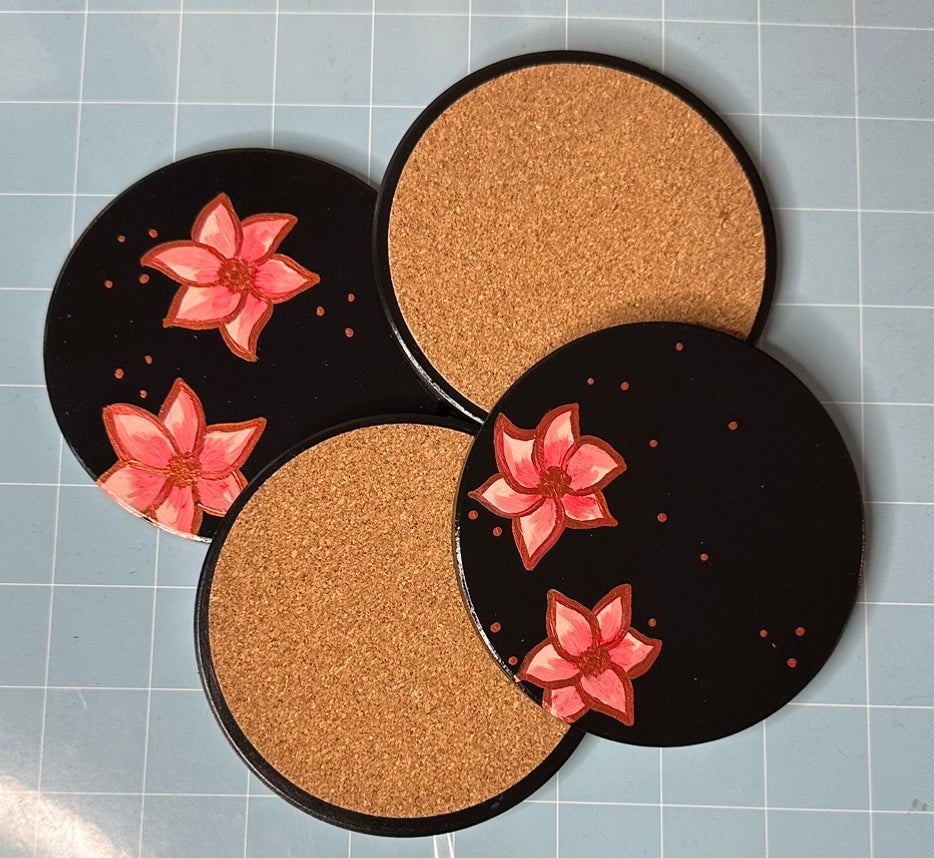 Hand Painted Coasters - Black & Rose Gold