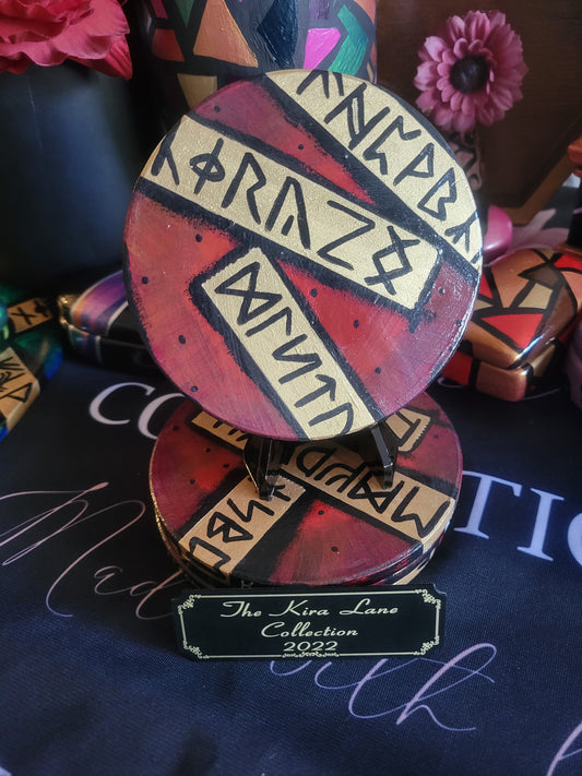 Hand Painted Coasters - Anglo-Saxon Runes