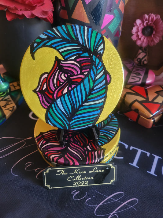 Hand Painted Coasters - Swirl Rose